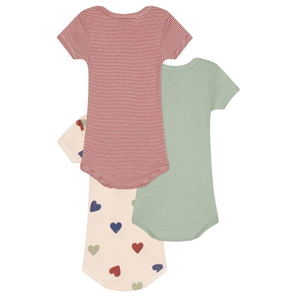 Petit Bateau - 3pc-Set - Baby's Tri-Heart Short-Sleeves Bodysuits