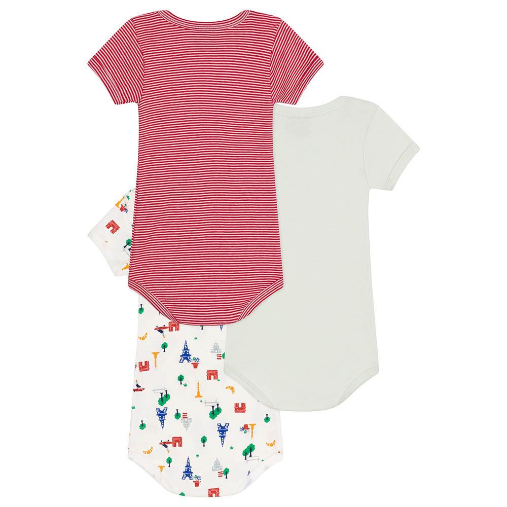 Petit Bateau - 3pc-Set - Paris Print Short Sleeves Cotton Bodysuits