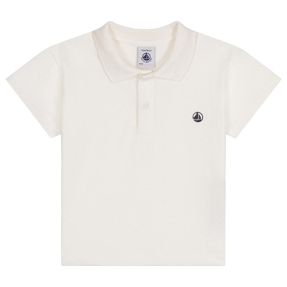 Petit Bateau - Baby's Short Sleeves Cotton Polo Shirt - White