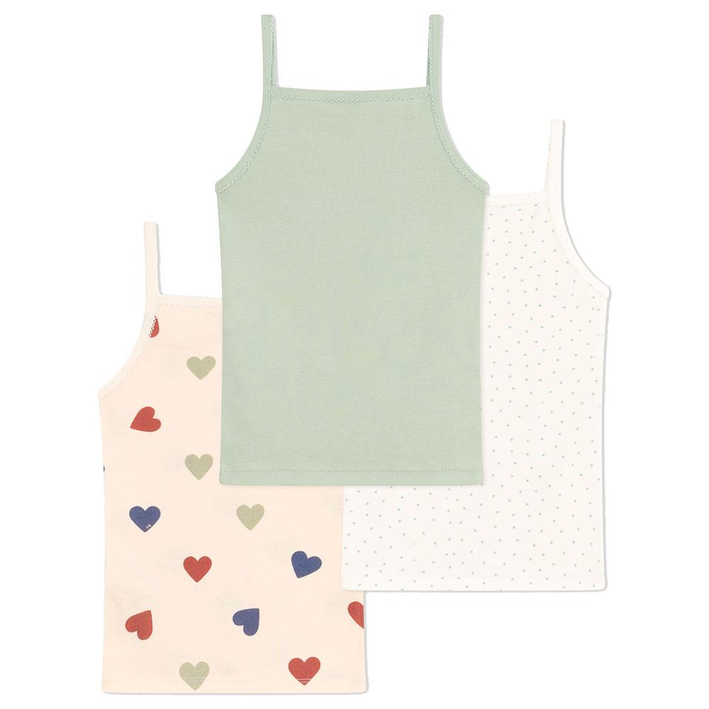 Petit Bateau - 3pc-Set -Girl's Heart Print Cotton Vests