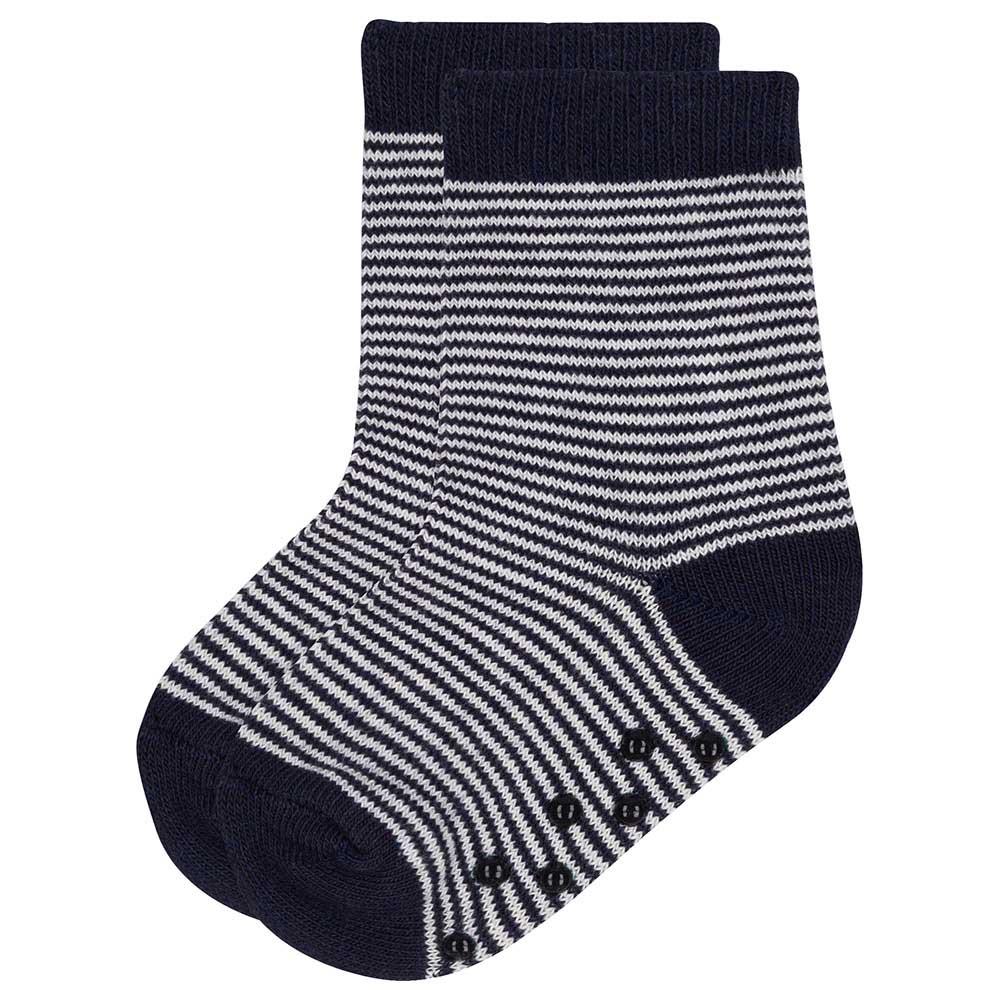 Petit Bateau - Babies' Non-Slip Cotton Socks - Blue/White