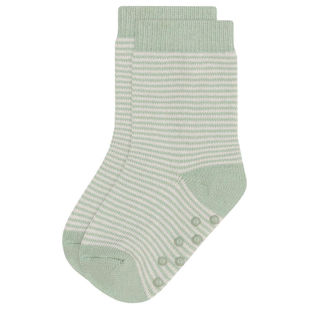 Petit Bateau - Baby's Non-Slip Cotton Socks - Green/White