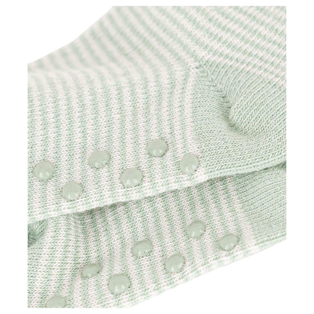 Petit Bateau - Baby's Non-Slip Cotton Socks - Green/White