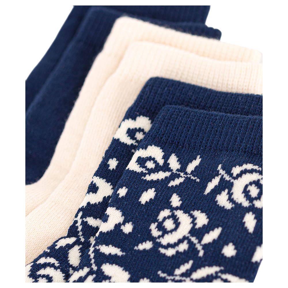 Petit Bateau - 3pc-Set - Babies' Floral Cotton Socks