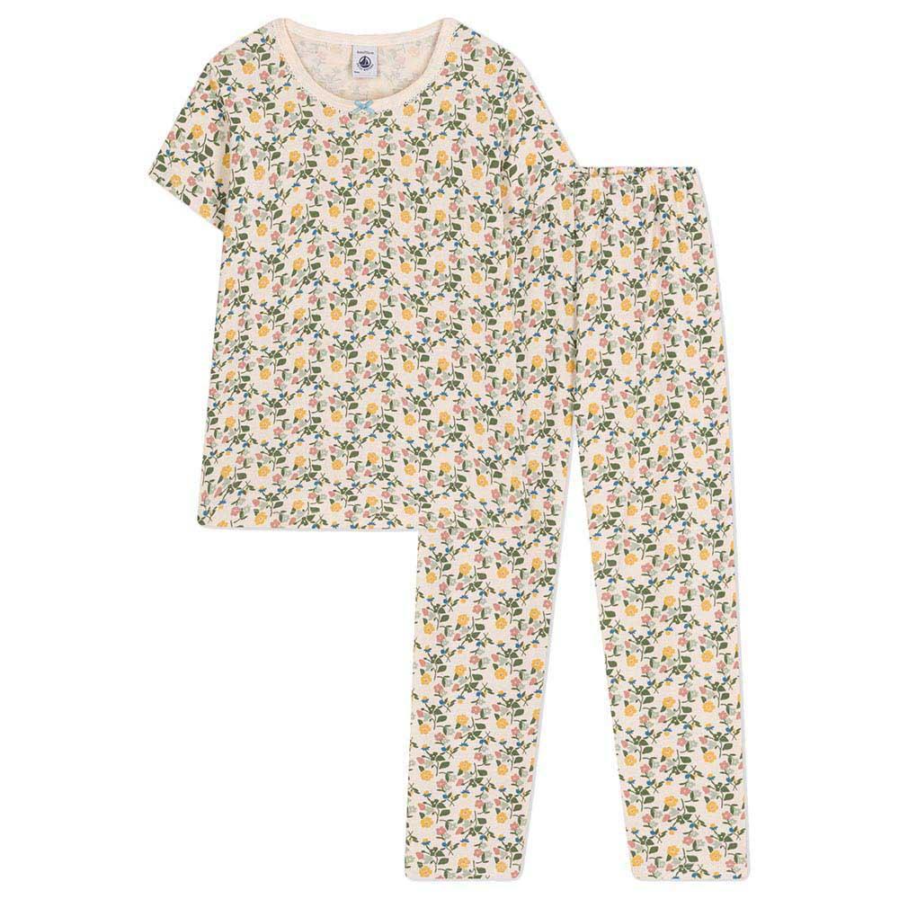 Petit Bateau - 2pc-Set - Girl's Cotton Floral Print Pyjama Set - Beige