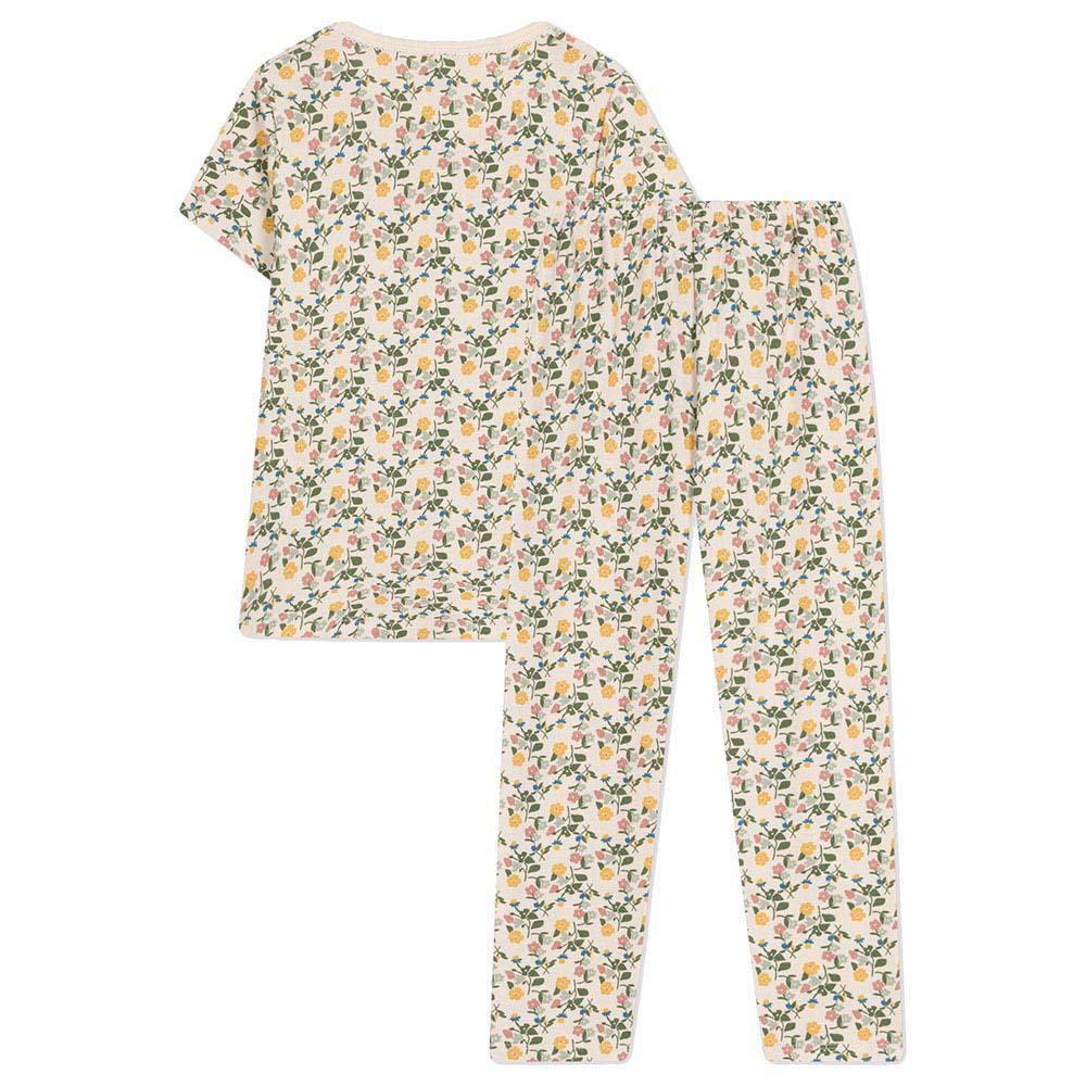 Petit Bateau - 2pc-Set - Girl's Cotton Floral Print Pyjama Set - Beige