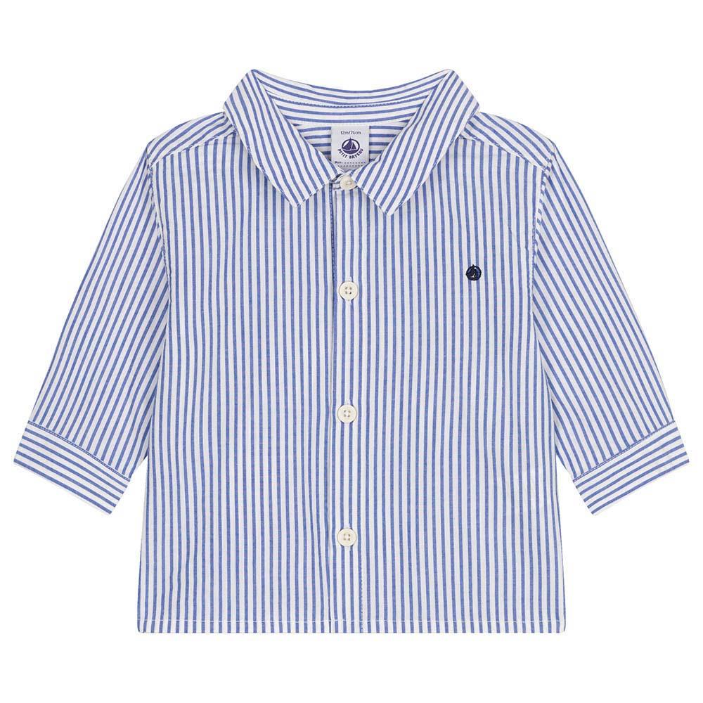 Petit Bateau - Boy's Striped Poplin Shirt - Blue/White