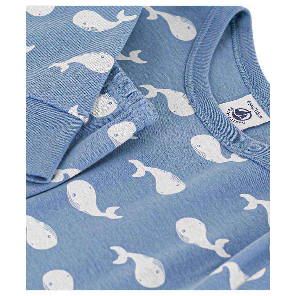 Petit Bateau - 2pc-Set - Boy's Cotton Whale Print Pyjama - Blue/White