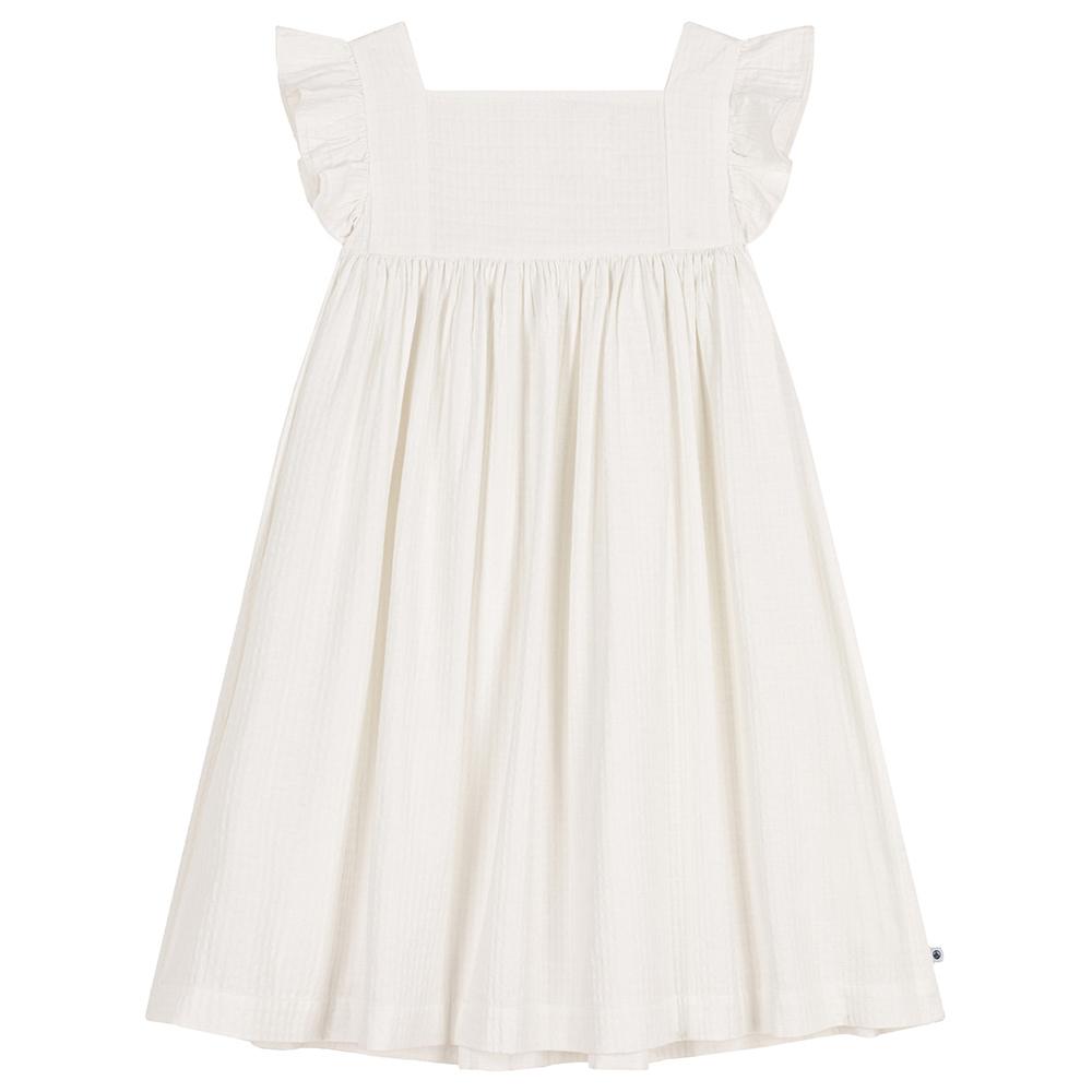 Petit Bateau - Girl's Sleeveless Textured Cotton Dress - White