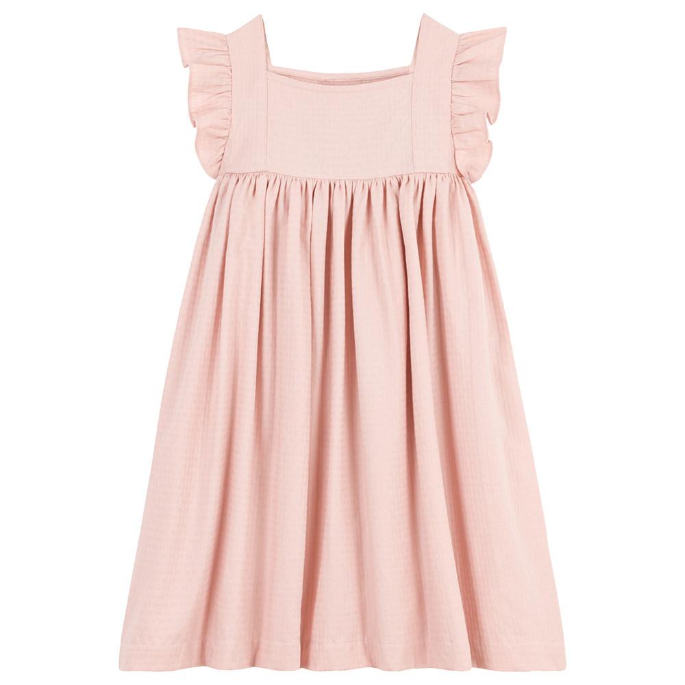 Petit Bateau - Girl's Sleeveless Textured Cotton Dress - Pink