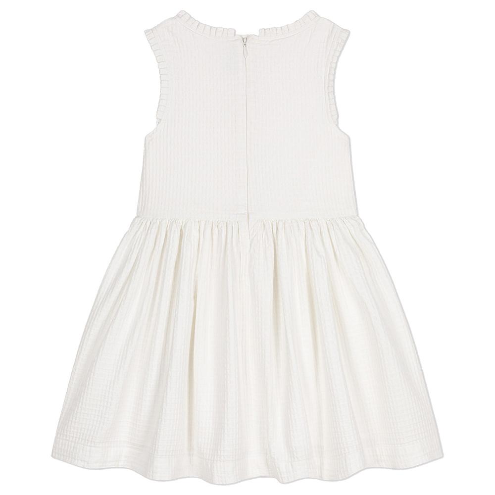 Petit Bateau - Girl's Sleeveless Fit And Flare Cotton Dress - White