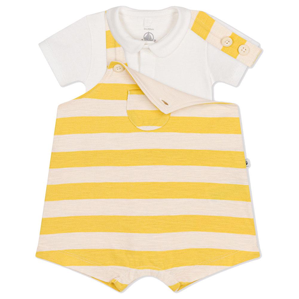 Petit Bateau - Babies' Slub Jersey Dungaree Set