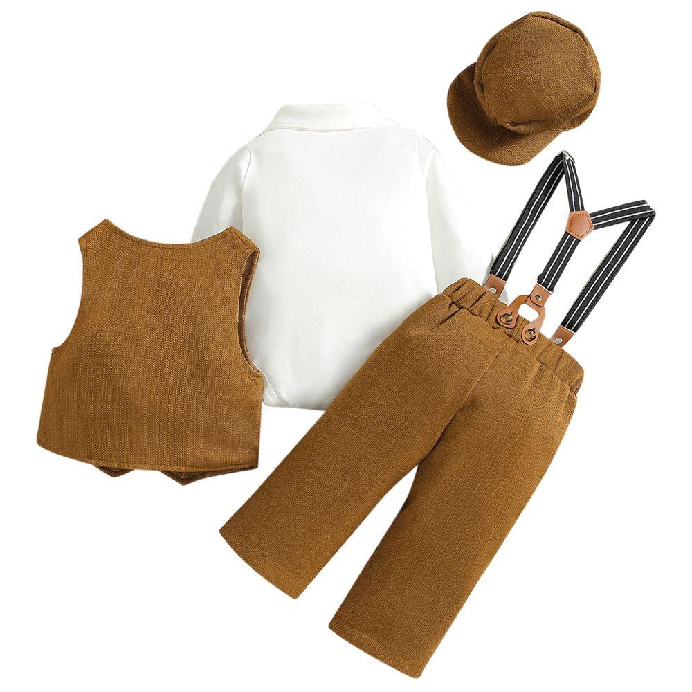 Sugar Rush - 2pc-Set - Solid Bodysuit, Waistcoat & Pants - Brown