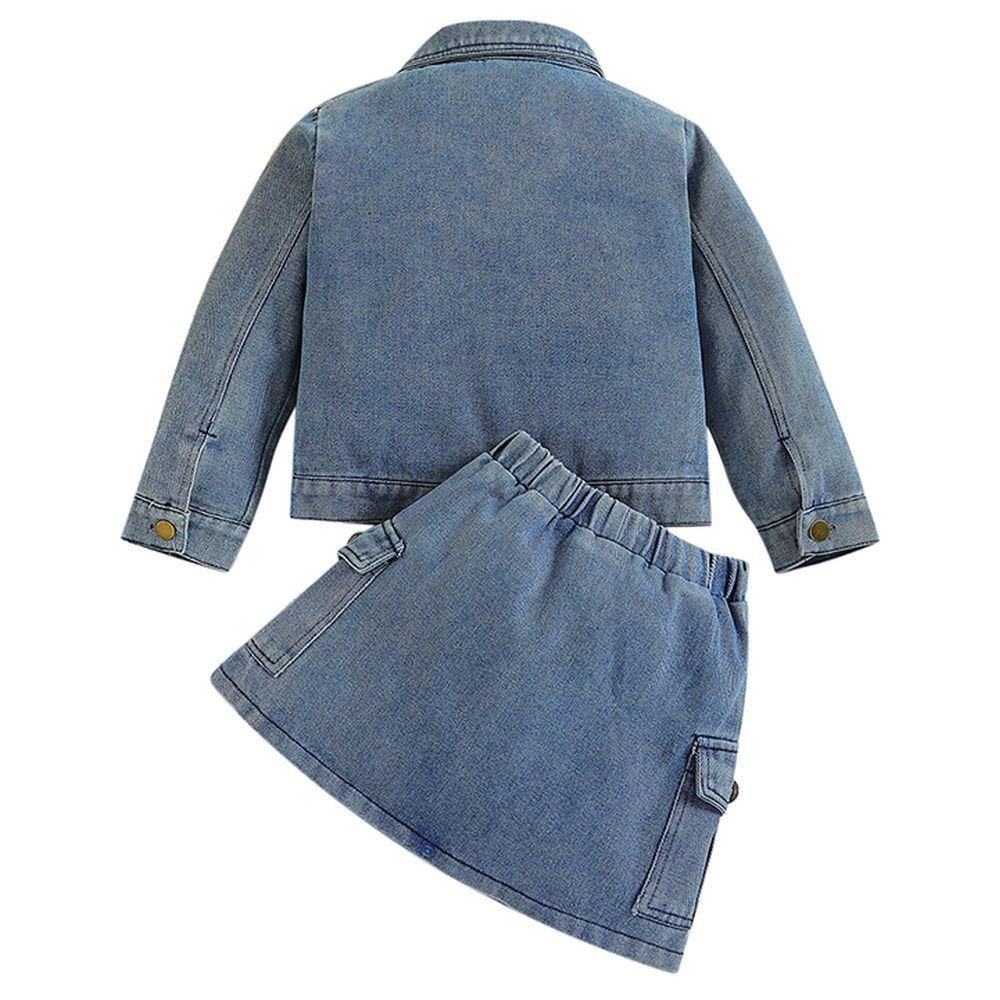 Sugar Rush - 2pc-Set - Denim Full Sleeves Jacket & Skirt - Blue