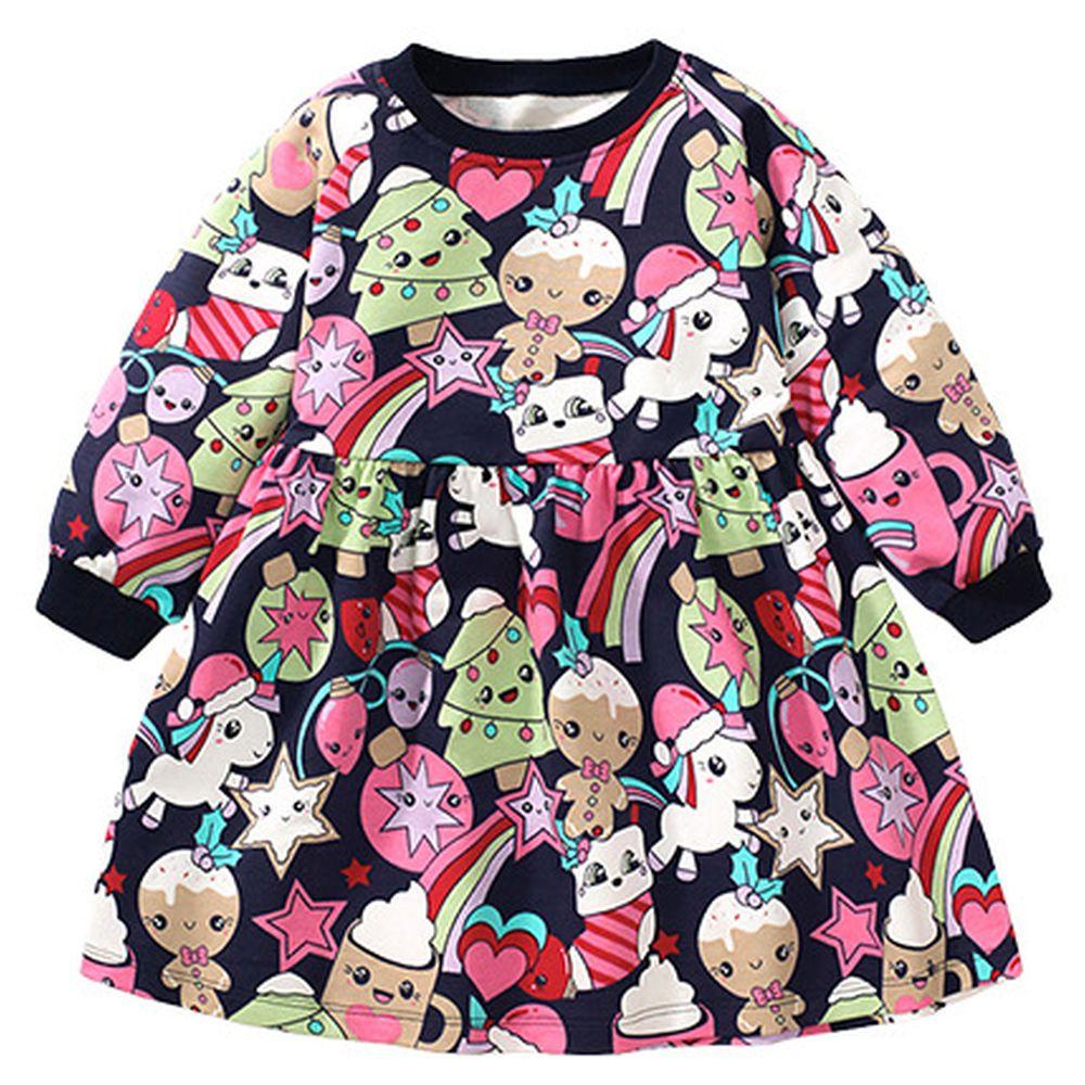 Sugar Rush - Printed Round Neck Full Sleeves Dress