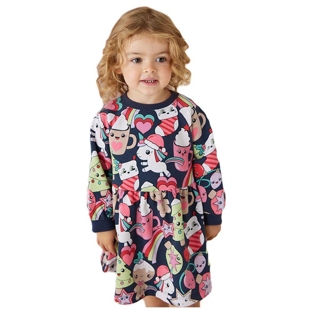 Sugar Rush - Printed Round Neck Full Sleeves Dress