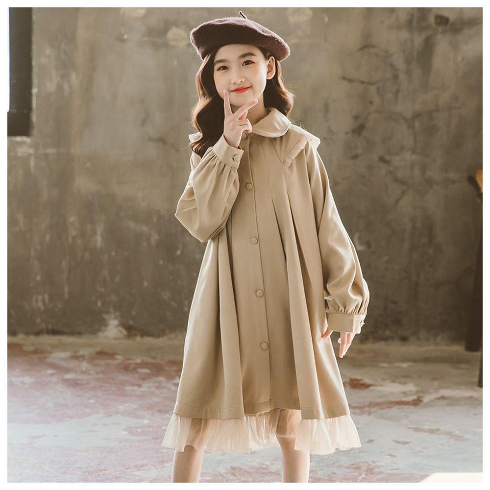 Sugar Rush - Solid Classic Full Sleeves Casual Dress - Khaki