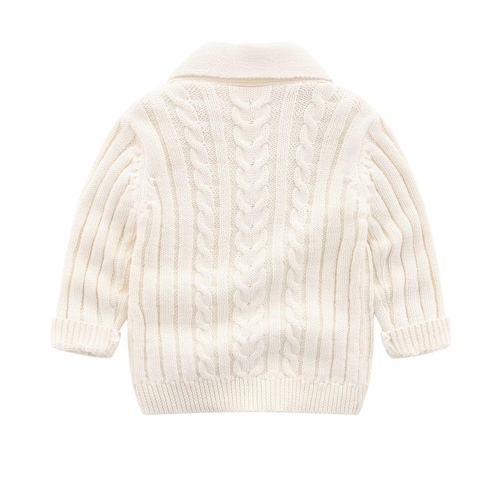 Sugar Rush - Solid Regular V-Neck Full Sleeves Cardigan - Cream