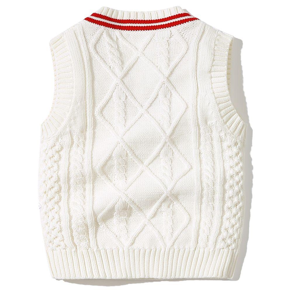 Sugar Rush - Solid Regular V-Neck Sleeveless Sweater - White