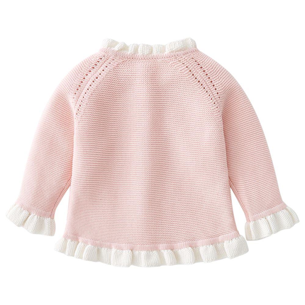 Sugar Rush - Appliqued Round Neck Full Sleeves Jacket - Pink