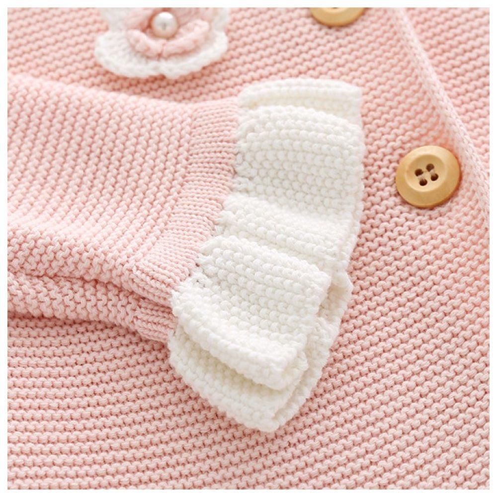 Sugar Rush - Appliqued Round Neck Full Sleeves Jacket - Pink