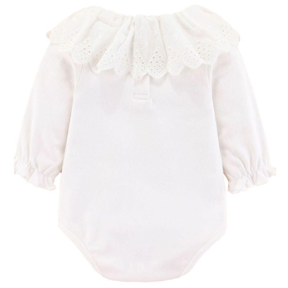 Sugar Rush - Baby Girls Solid Neck Full Sleeves Onesie - White