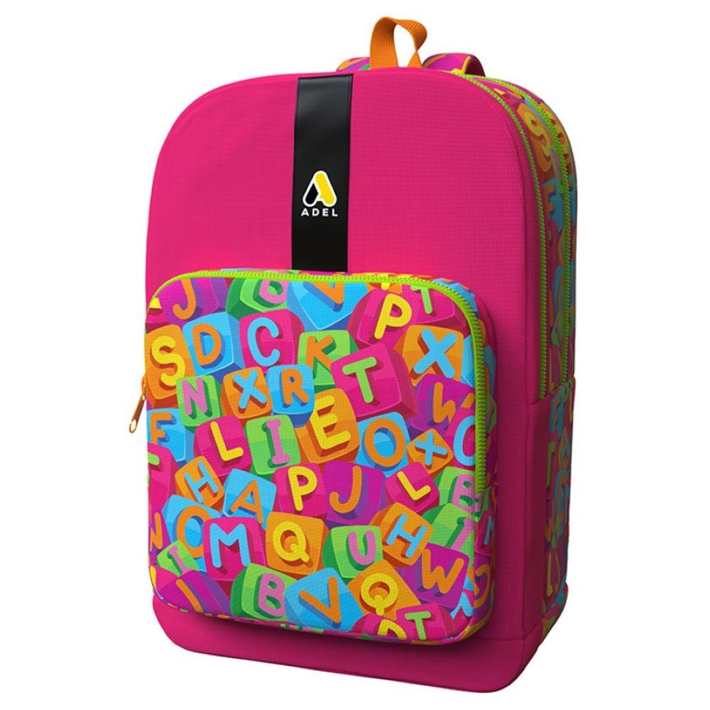 Adel - Geometry & Alphabets Printed School Backpack - 17.7-inch