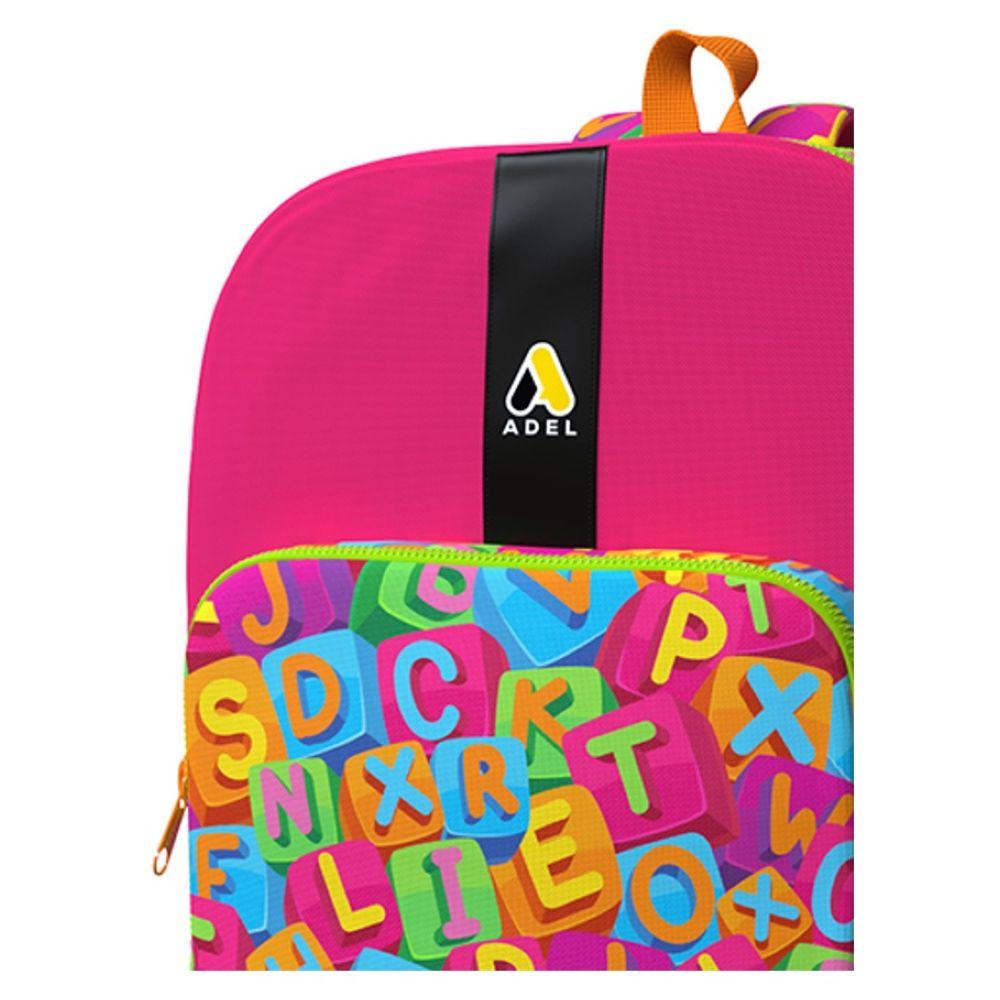 Adel - Geometry & Alphabets Printed School Backpack - 17.7-inch