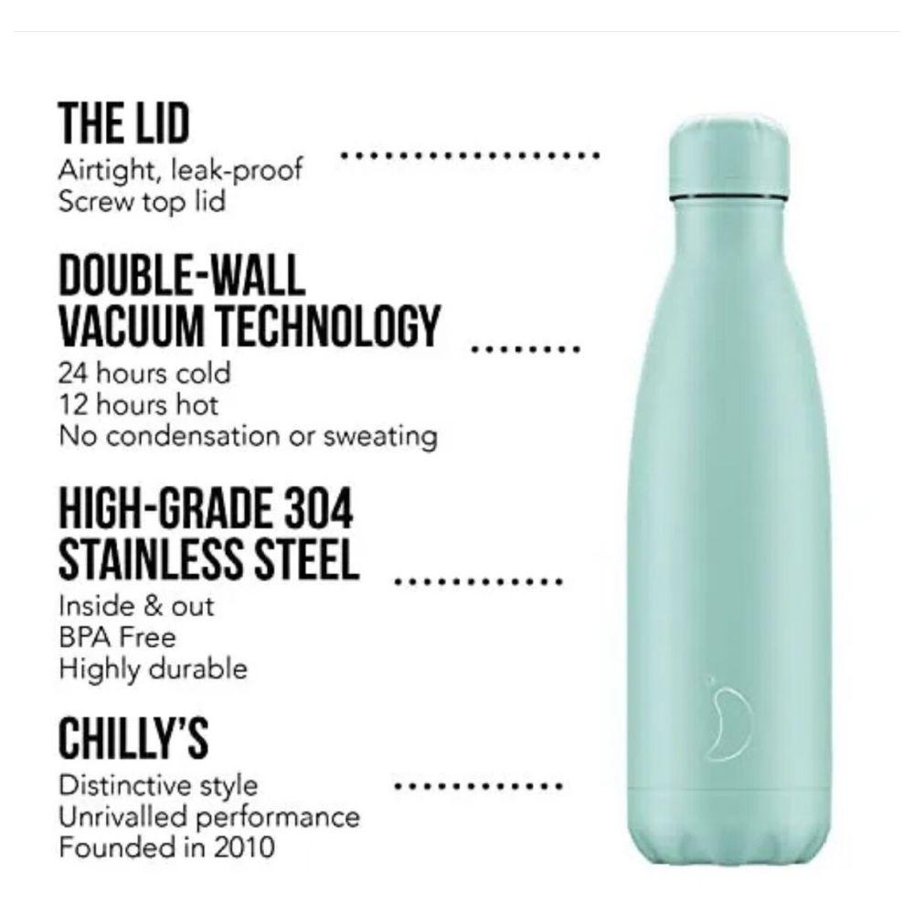 Chillys - Matte Stainless Steel Water Bottle - All Green - 500 ml