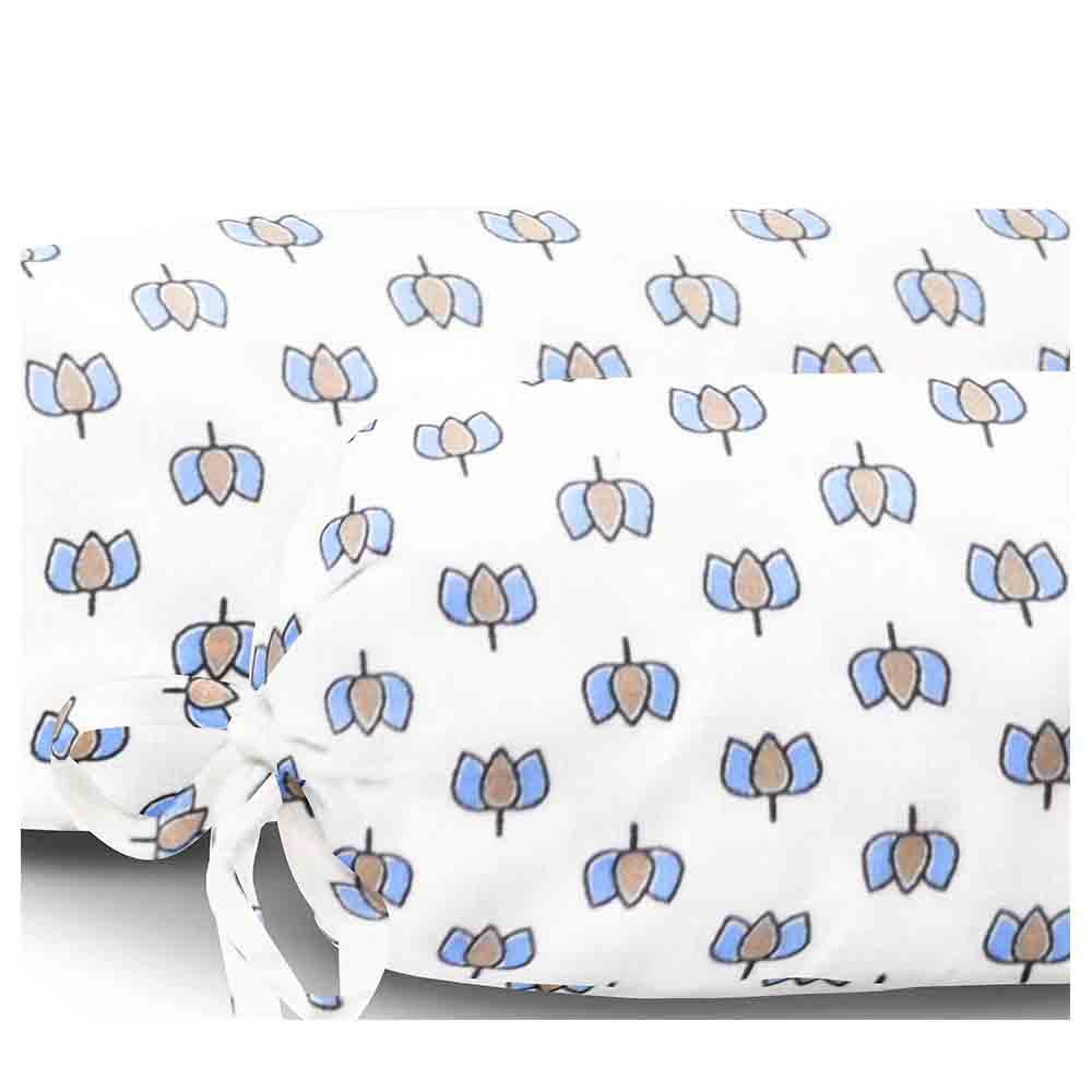 The Baby Atelier - Organic Baby Bolster Cover With Fillers - Lotus Print - Pack of 2