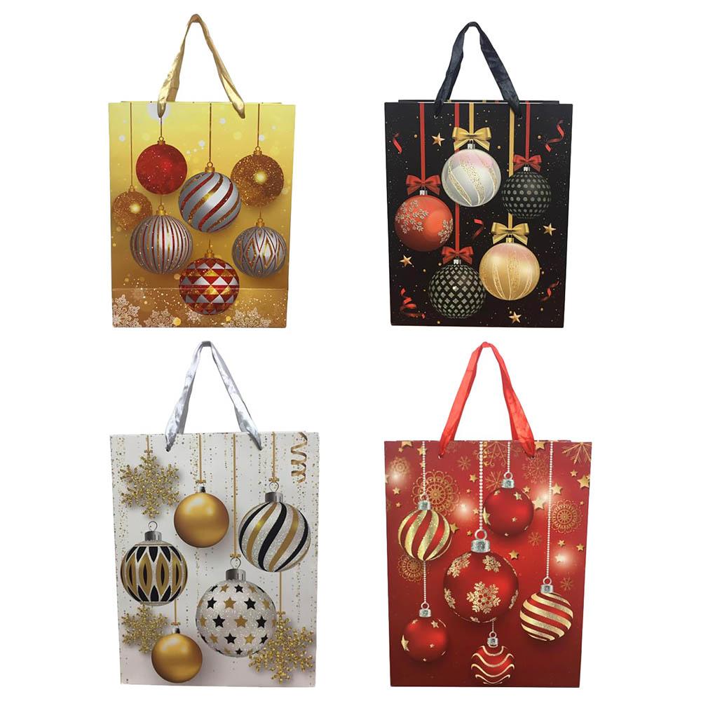 Brain Giggles - Bauble Printed Christmas Gift Bag - 12pcs - 31x42x12 Cm