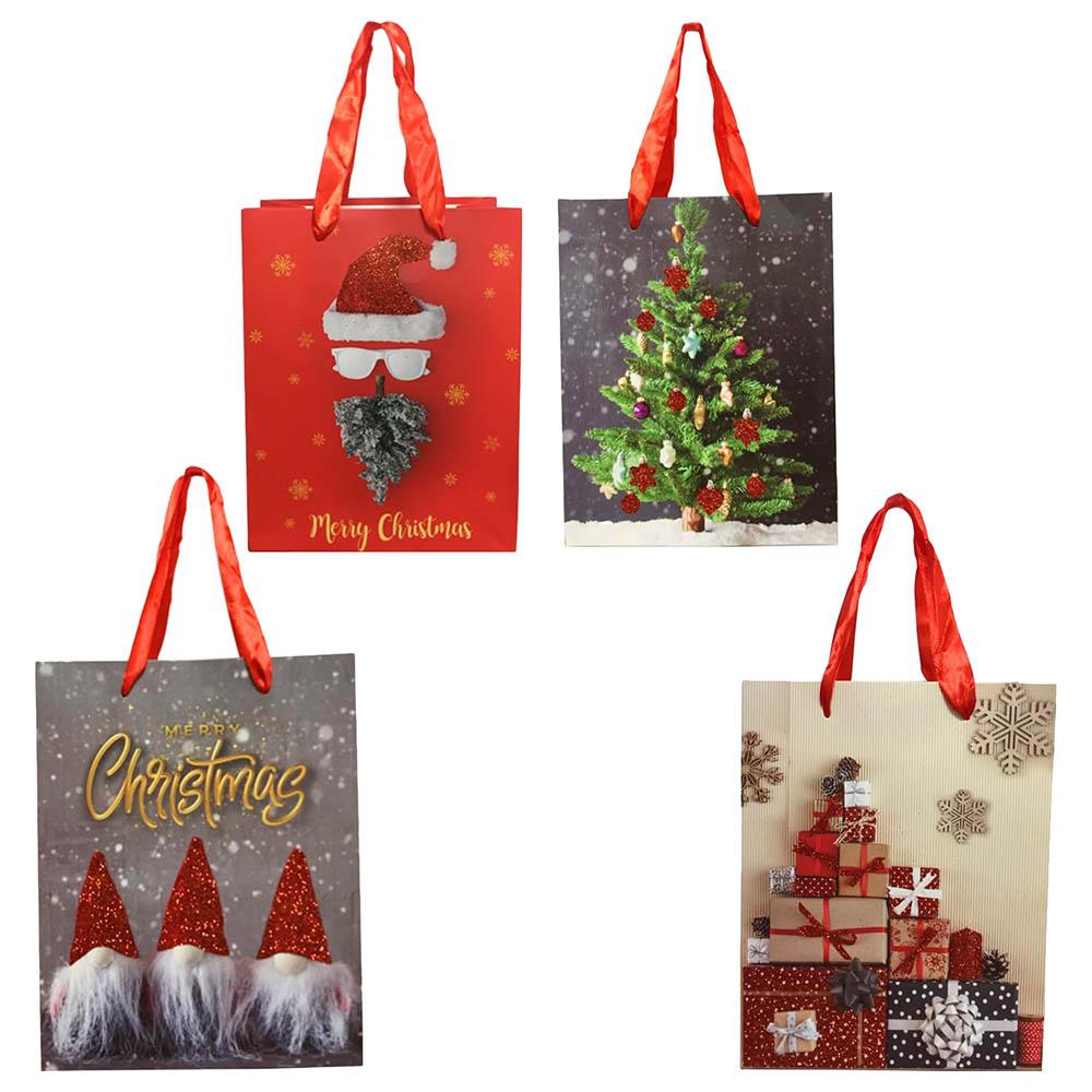 Brain Giggles - 4 Designs Christmas Gift Bag - 12pcs - 18x23x10 Cm