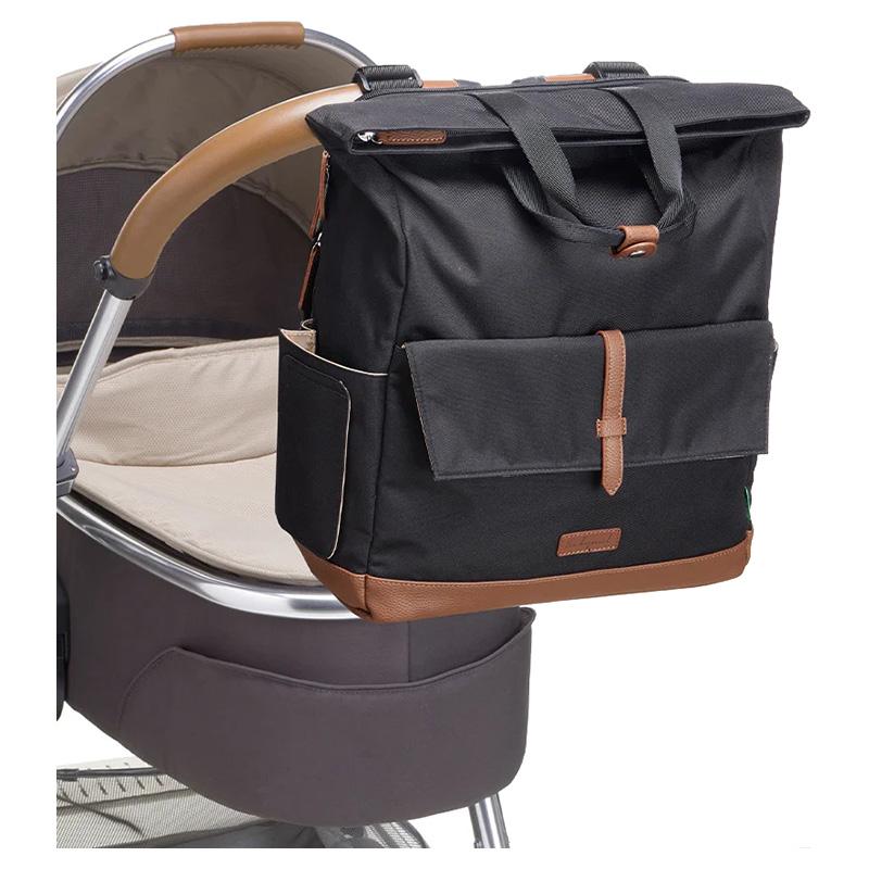 Babymel - Quinn Eco Convertible Diaper Bag - Black & Tan