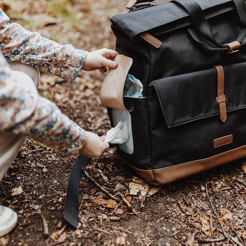 Babymel - Quinn Eco Convertible Diaper Bag - Black & Tan