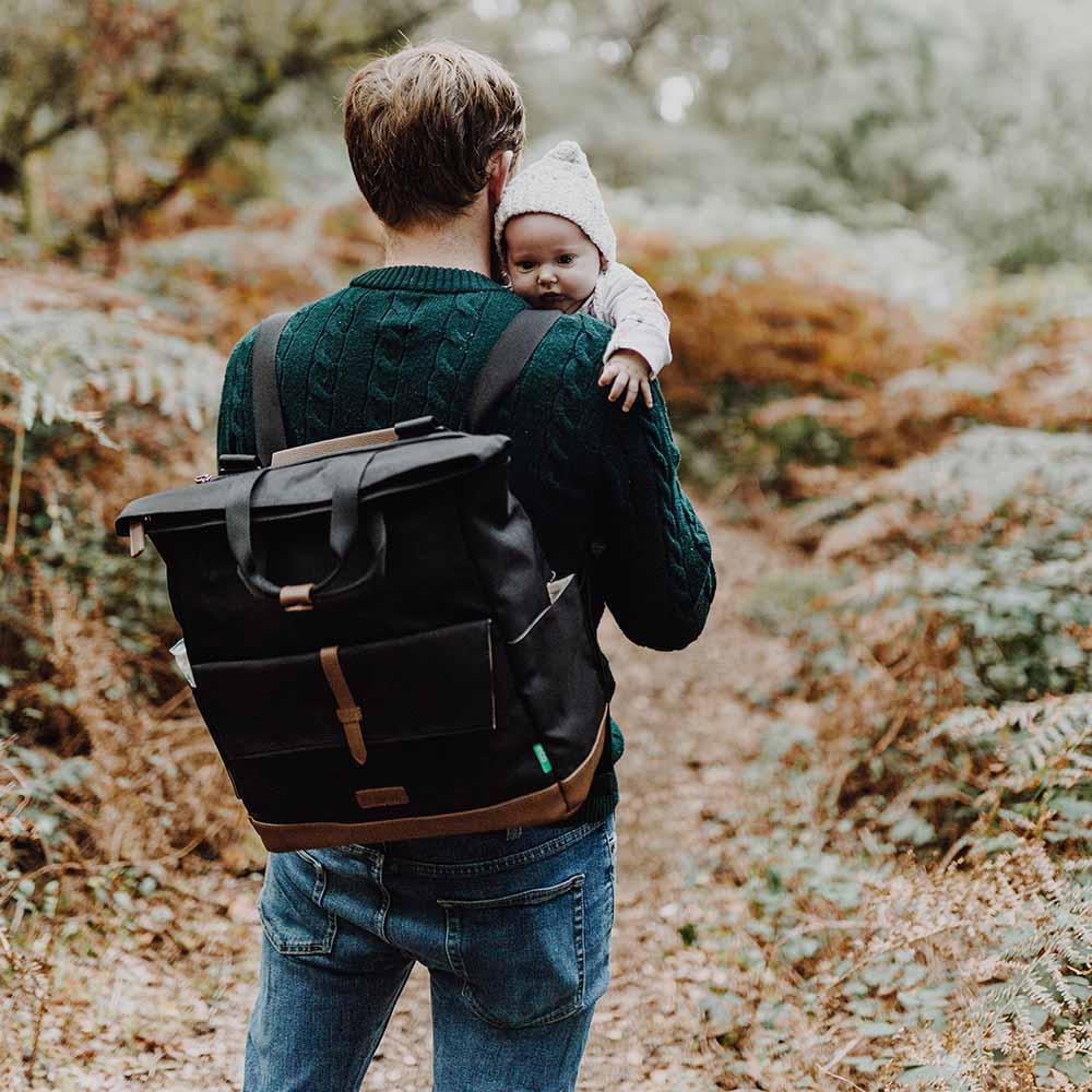 Babymel - Quinn Eco Convertible Diaper Bag - Black & Tan