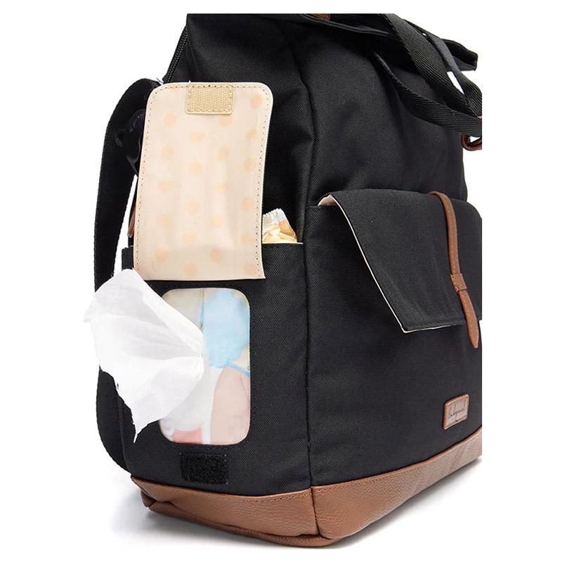 Babymel - Quinn Eco Convertible Diaper Bag - Black & Tan