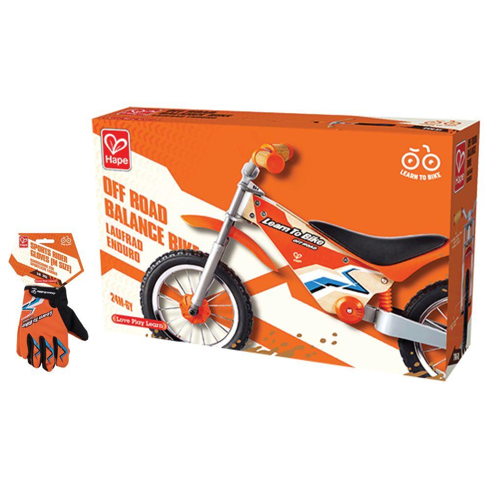 Hape - Off Road Balance Bike w/ Rider Gloves - Orange