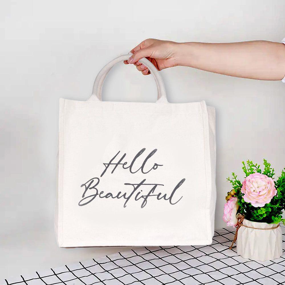 BYFT - Laminated Natural Canvas Bag - Hello Beautiful