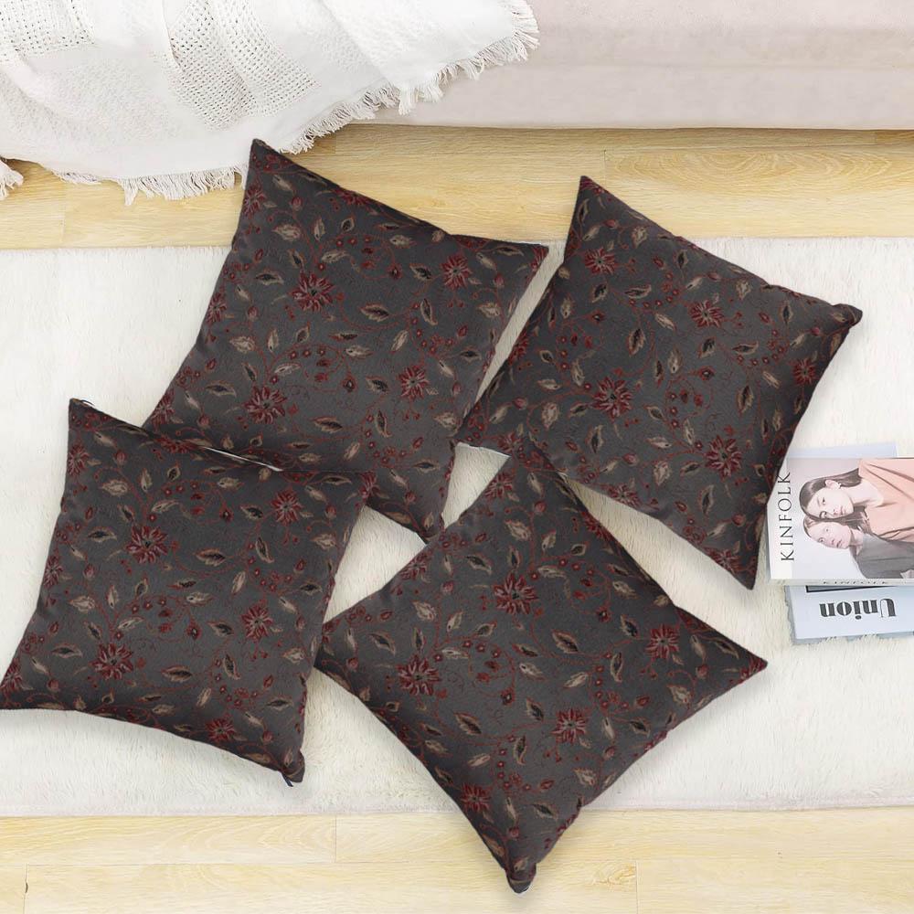 BYFT - Blossom Decorative Cushion Cover - Dark Grey - 2pcs