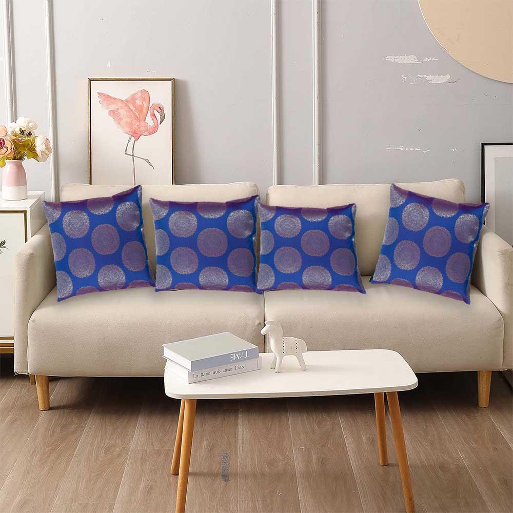 BYFT - Golden Brocade Decorative Cushion Cover - Nick Blue - 2pcs