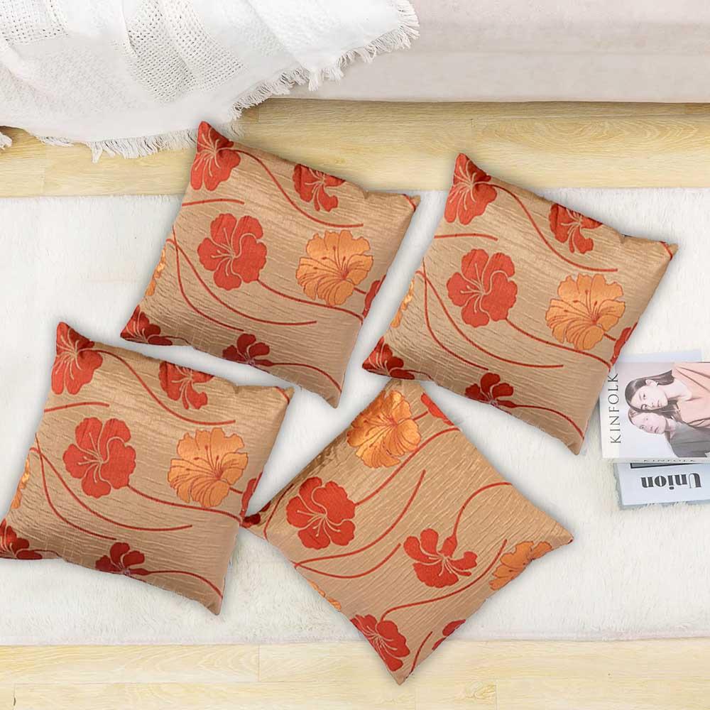 BYFT - Sun-Kissed Hibiscus Decorative Cushion And Cover - Pale Gold - 2pcs