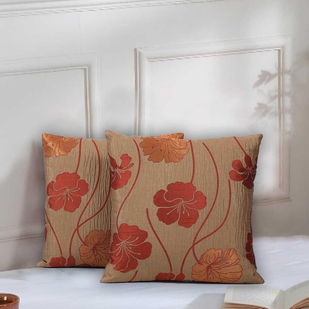 BYFT - Sun-Kissed Hibiscus Decorative Cushion And Cover - Pale Gold - 2pcs