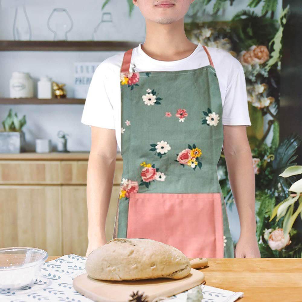 BYFT - Orchard Floral Kitchen Apron - Green/Pink