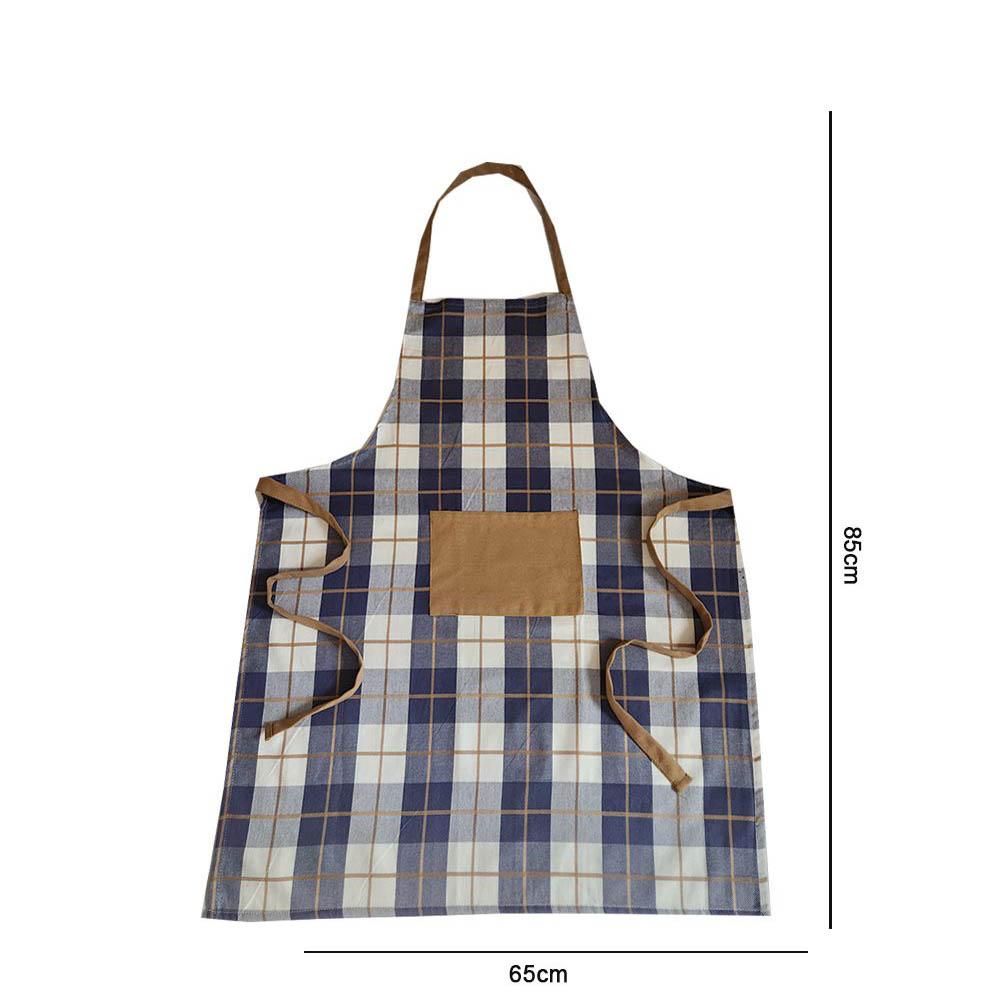 BYFT - Orchard Checkered Kitchen Apron - Navy Blue/Caramel