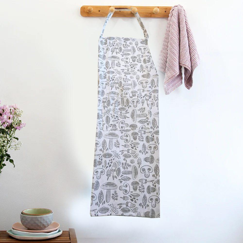 BYFT - Orchard Mushrooms Printed Kitchen Apron - Grey