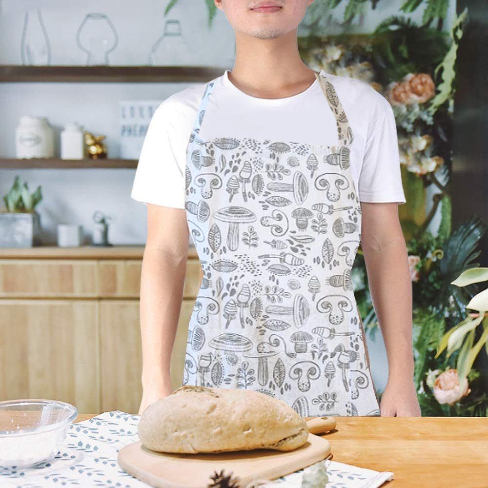 BYFT - Orchard Mushrooms Printed Kitchen Apron - Grey