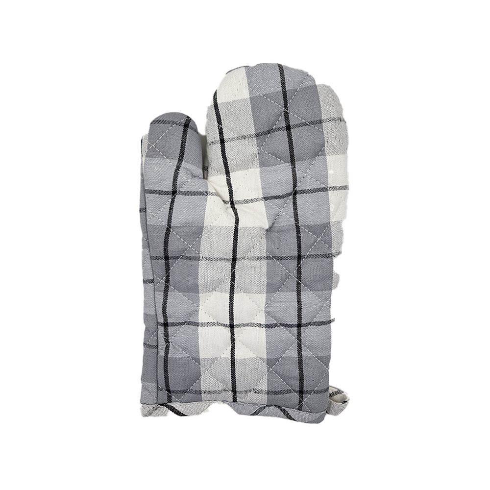 BYFT - Orchard Checkered Glove And Pot Holder - Light Grey/White - 2pcs