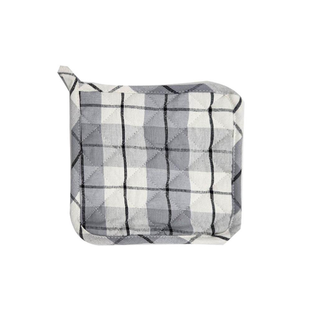 BYFT - Orchard Checkered Glove And Pot Holder - Light Grey/White - 2pcs