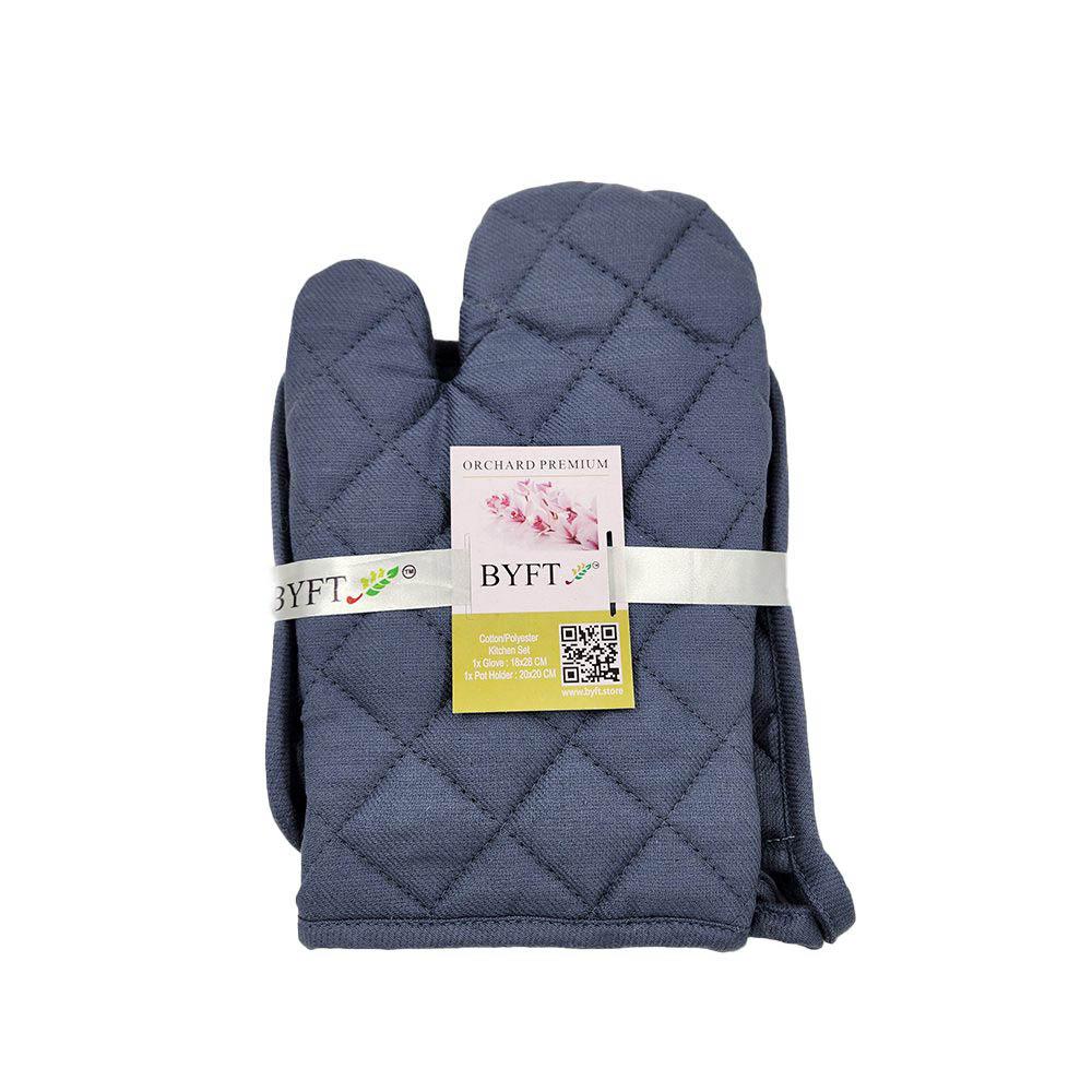 BYFT - Orchard Glove And Pot Holder - Denim Blue - 2pcs