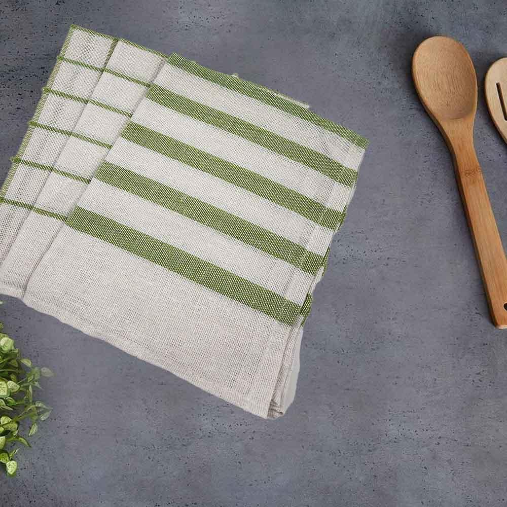 BYFT - Orchard Multi Checkered Tea Towel - Green/White - 3pcs